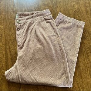 J. Crew Blush Pink Pleated Tapered Leg Corduroy Capri Pants Plus size 16 NWOT